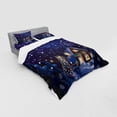 thumbnail image 2 of Ambesonne Christmas Bedding Set 4 Pcs, Winter Night House, Queen, Navy Blue Yellow, 2 of 2