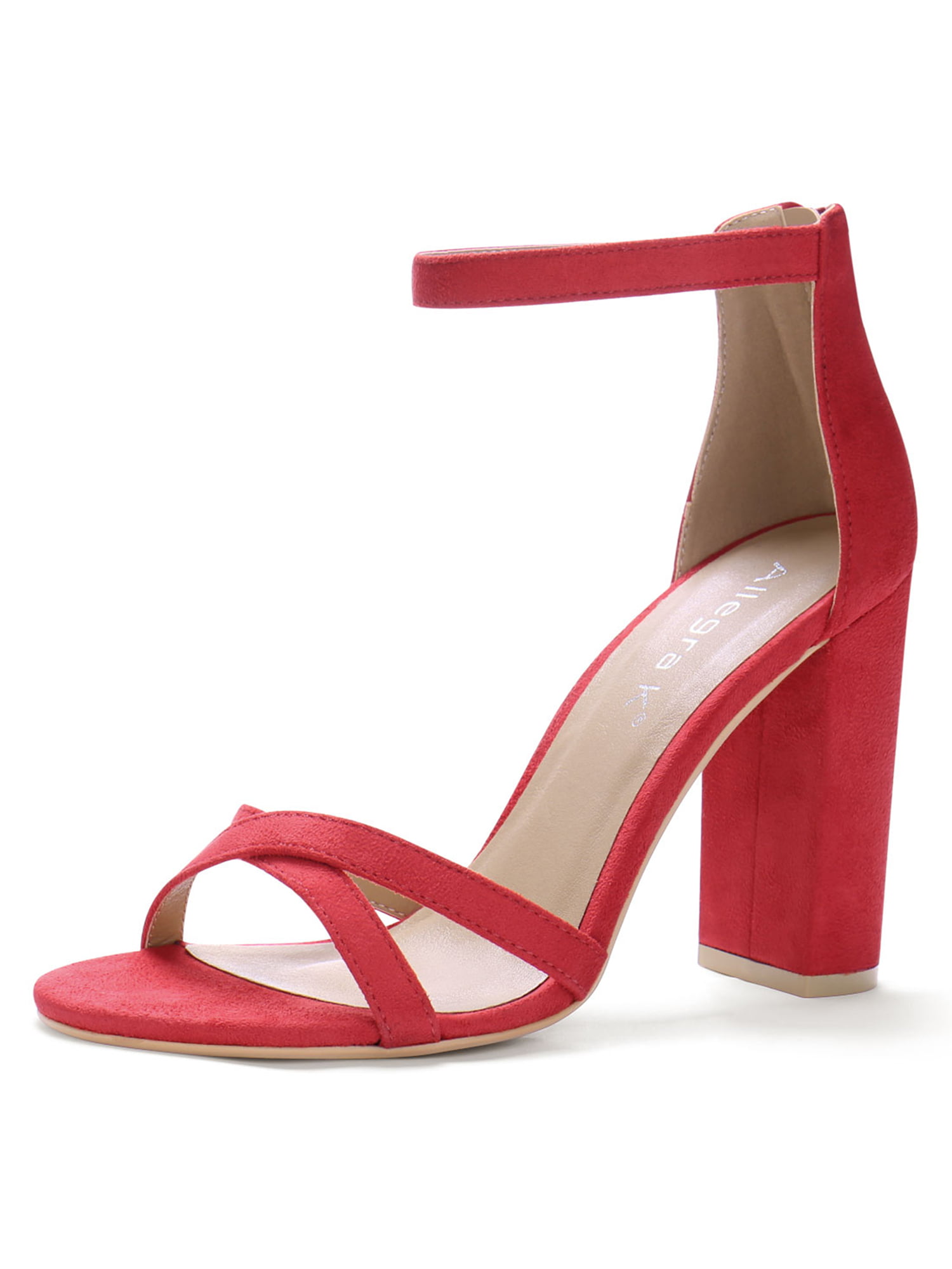 red open toe block heels