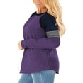 thumbnail image 4 of Mifater Women Plus Size Tunic Tops Spring Round Neck Tops Long Sleeve Stripe Print Blouse Purple Sweatshirt for Ladies, 4 of 5