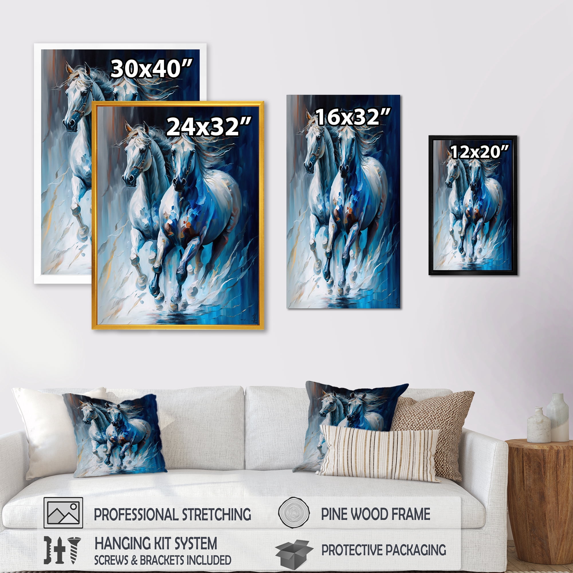 Designart Two Horses Running II Canvas Wall Art