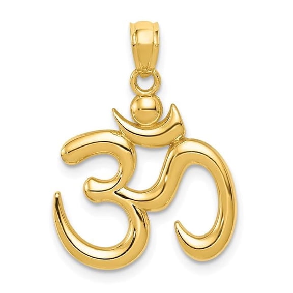 14k Yellow Gold Solid Open Back Polished Finish Om Symbol Charm Pendant