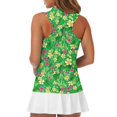 thumbnail image 5 of Trendfront Womens Golf Polo Shirts Tropical Floral Print Sleeveless Quarter Zip Collared Pleated Athletic Tennis Tee Tops, 5 of 5