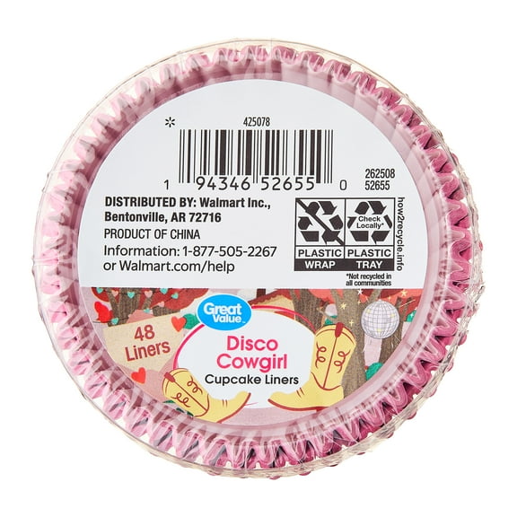 Great Value Disco Cowgirl Cupcake Liners, 48 Count