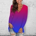 thumbnail image 2 of Fshinging Womens T Shirts Gradient Casual Long Sleeve V Neck Lady Office Commute T-Shirts, 2 of 7