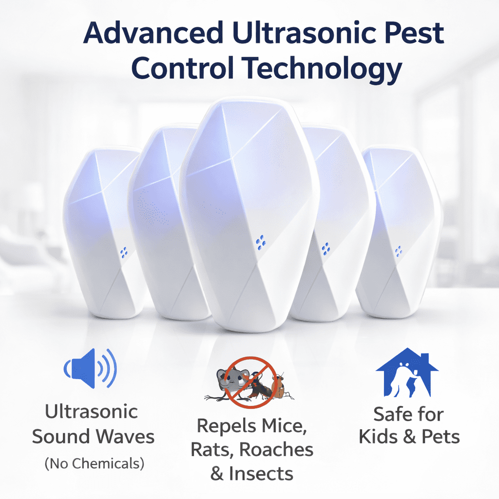 Ultrasonic Pest Repeller 6 Pack, Repellent Plug in Indoor for Roach Spider Ants Insect Rodents, Mouse Control Home, Kitchen, Warehouse, Hotel
