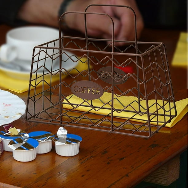 Cesta para Cápsulas de Café, Organizador de Cápsulas de Café de Hierro, Soporte para Cápsulas de Café Expreso, Accesorios para Cafetería, Mostrador, H Color café