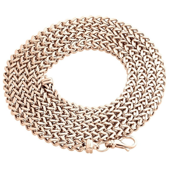 Real 10K Rose Gold 3D Hollow Franco Box Link Chain 4.25mm Necklace 24 Inches