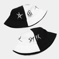 thumbnail image 4 of Techinal Unisex Black White Color Block Hip Hop Bucket Hat Graffiti Star Print Panama Cap, 4 of 10