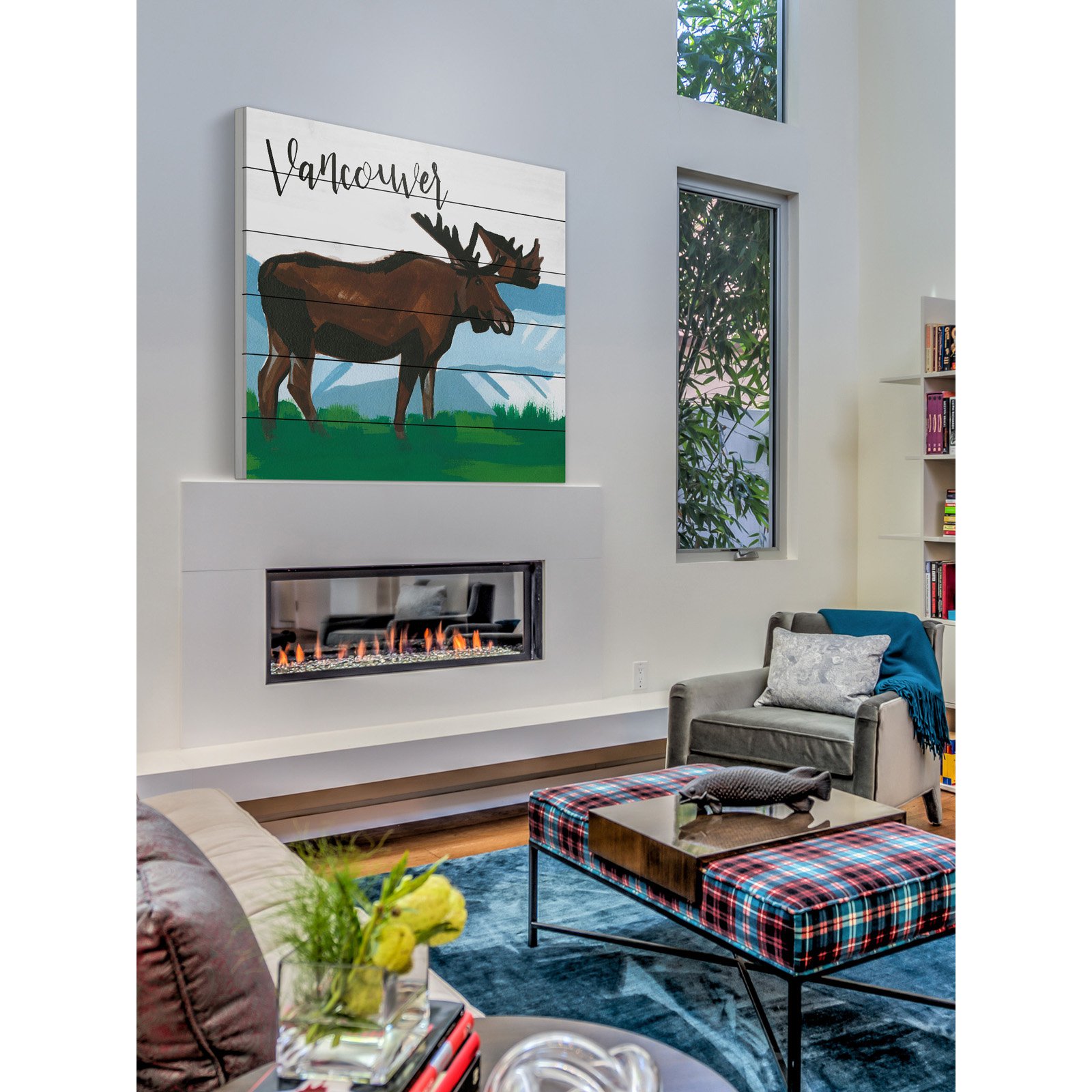 Marmont Hill "Vancouver Moose" by Molly Rosner Painting Print on White Wood
