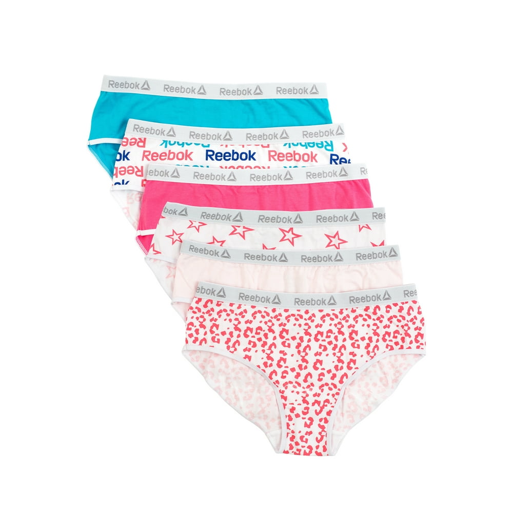 Reebok Reebok Girls Underwear Cotton Stretch Hipster Panties, 6Pack