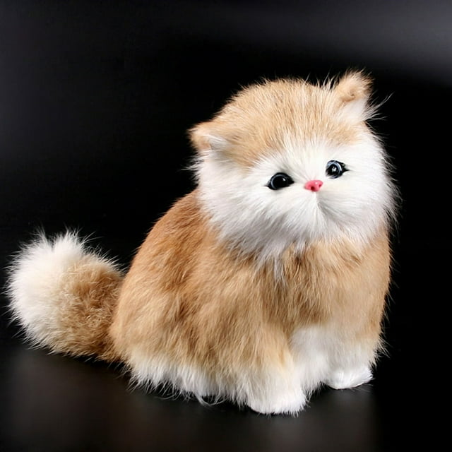 Plush Simulation Cat Electronic Pet Doll Imitation Animal Toy with Meow Sound Function Children‘s Cute Pet Toy Model Christmas Gift