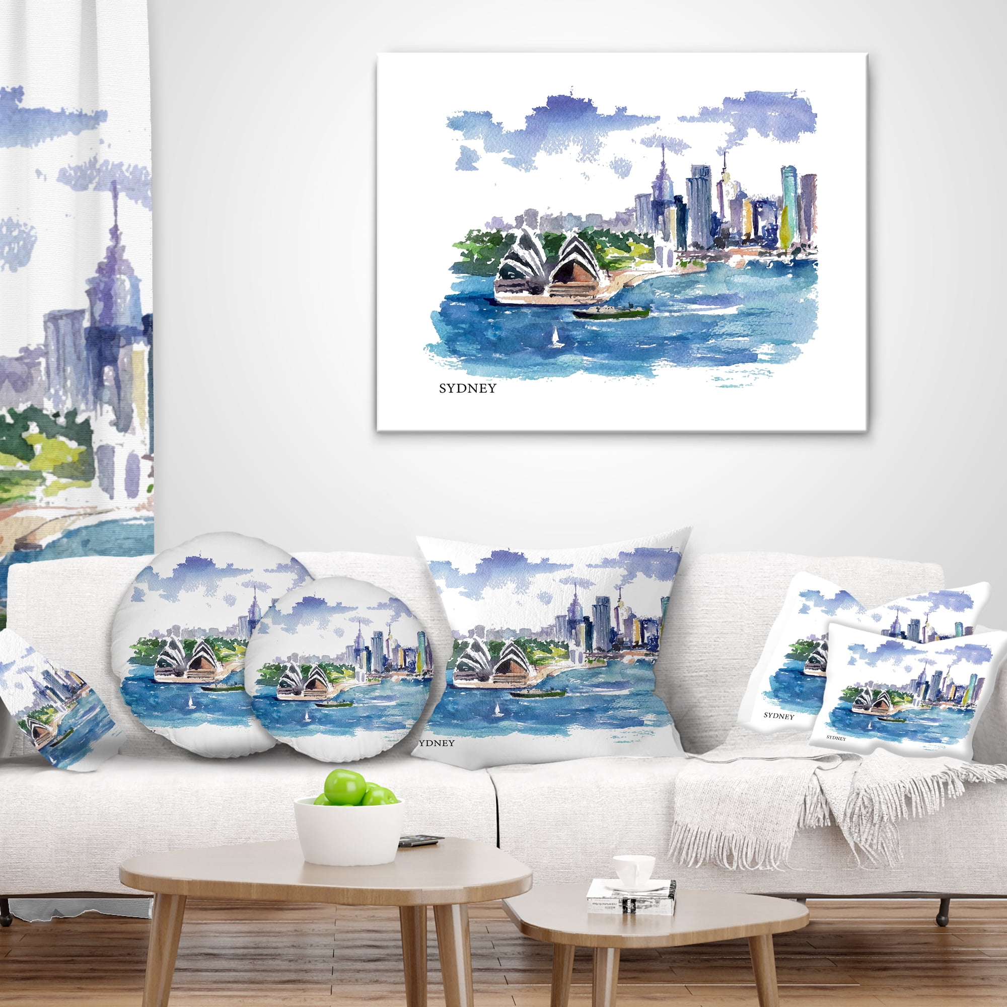 Designart Australia Vector Illustration - Cityscape Painting Throw Pillow - 12x20