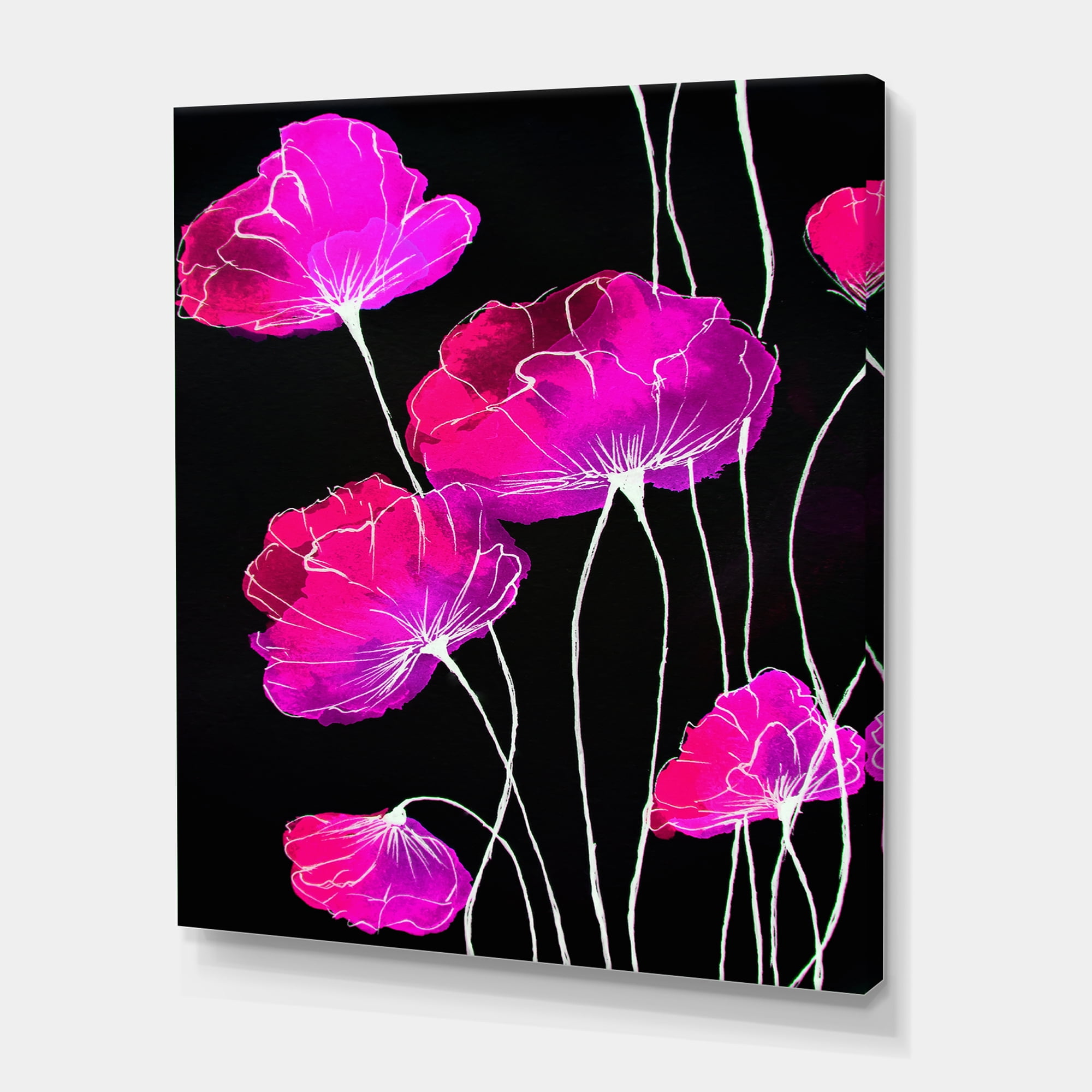 Designart ' Abstract Red Flower Detail On Black Background I ' Traditional Canvas Wall Art Print