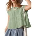 thumbnail image 3 of Peplum Tops for Women Crew-Neck Ruffled Bobydoll Tunic Tank Shirts Loose Fit Summer Outfits Green XL, 3 of 9