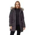 thumbnail image 3 of Ampake Women's Snow Jacket Puffer Coat Winter Padded Parka with Removable Hood Charcoal L, 3 of 13