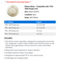 thumbnail image 2 of Blower Motor - Compatible with 1992 - 2000 Honda Civic 1993 1994 1995 1996 1997 1998 1999, 2 of 2
