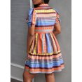 thumbnail image 4 of ZOELNIC Women's Printed Collar Button Down Dress - Puff Short Sleeve Mini Shirt Dress, L, 4 of 6
