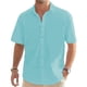 thumbnail image 1 of Blusa y camisa de manga corta con cuello vuelto para hombre, camisa de color liso con botones que se abre y se cierra, blusa de manga corta para hombre, 1 of 6
