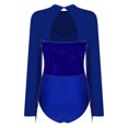 thumbnail image 4 of Doomiva Women Sequin Latin Dance Leotard Tassel Long Sleeve Dance Bodysuit Gymnastic Dancewear Blue 3XL, 4 of 7