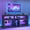 Black Marble, variant on Blotout 74" TV Stand for TVs up to 85" with LED Lights and Power Outlet, 32" Tall Modern Gaming Entertainment Center with Adjustable Shelve for Living Room, High Glossy Black Marble