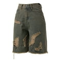 thumbnail image 5 of Women's Knee Length Baggy Denim Shorts Distressed Ripped Straight Wide Leg Jean Shorts Alt Clothes, 5 of 7