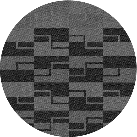Ahgly Company Machine Washable Indoor Round Transitional Charcoal Black Area Rugs, 4' Round