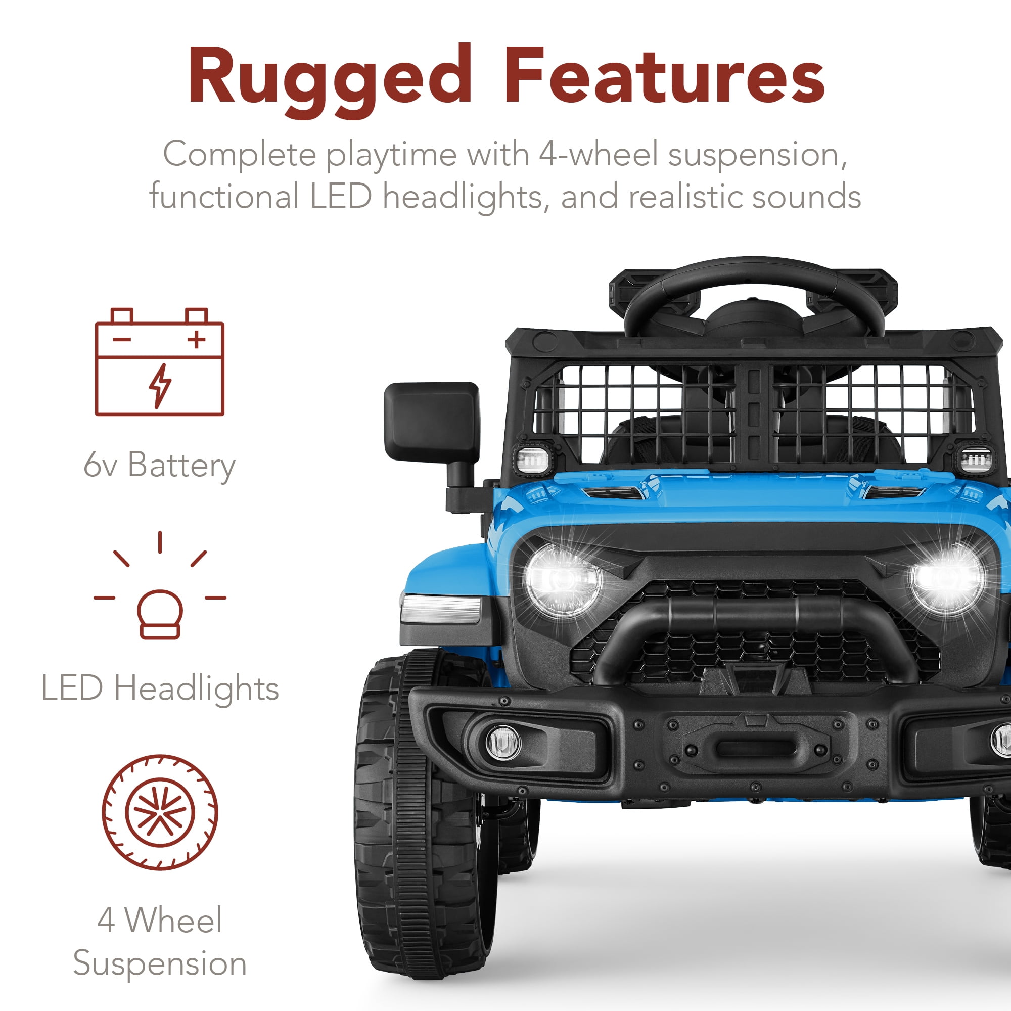 Best Choice Products 6V Kids Ride-On Truck Car w/ Parent Remote Control, 4-Wheel Suspension, LED Lights - Light Blue