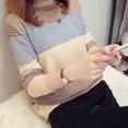 thumbnail image 1 of Jersey de punto a rayas con retazos de Rimocy para mujer, suéter informal de cuello redondo para otoño e invierno, jersey básico de manga larga que combina con todo para mujer, 1 of 6