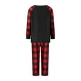 thumbnail image 4 of Christmas Family Pajamas Matching Set Letter Print Long Sleeve Tops and Elastic Plaid Pants Loungewear Soft Sleepwear, 4 of 10