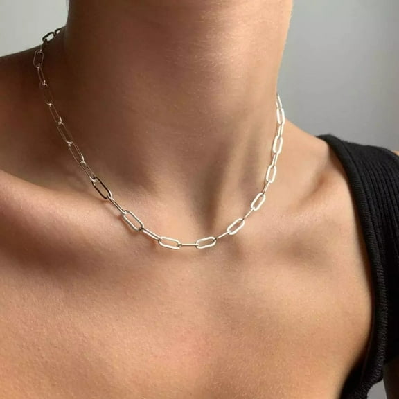925 Sterling Silver 4mm Paperclip Link Chain Necklace, Minimalist 16''-30'' By Oliver & Navy