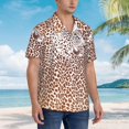thumbnail image 3 of Bingfone Men's Short Sleeve Button Down Shirts Hawaiian Leopard Brown Printed Beach Shirt, 3 of 7