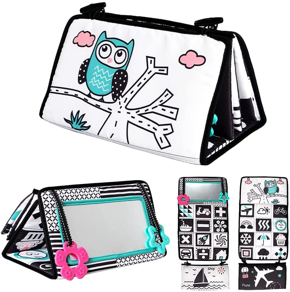 Tummy Time Floor Mirror,High Contrast Developmental Montessori Sensory