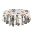 thumbnail image 5 of White Highland Cow Bucket Flower Pattern Round Tablecloth 60"x60",Wrinkle Wipeable Table Cloth for Kitchen Dining Room Picnic Patio Party, 5 of 6