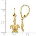 thumbnail image 2 of The Black Bow 11mm Textured Sea Turtle Lever Back Earrings in 14k Yellow Gold, 2 of 3