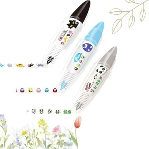 Vowtrlleoy Decorative Pens, Infinitne Press Type Decorative Pens, DIY Cute Animal For Scrapbooking, Cards Or Notebook (3PCS-a)