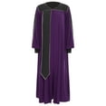 thumbnail image 3 of Miutii Unisex Women Men Church Robe Vneck Zipper Front Color Block Choir Dress Clergy Robes Graduation Gown Dark Purple XXL, 3 of 5