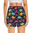 thumbnail image 2 of Lsque Colorful Dinosaur Printed Women's Running Shorts with Liner Pockets,Elastic Quick Dry Workout Athletic Gym Yoga Shorts,Womens High Waist Shorts-X-Large, 2 of 9