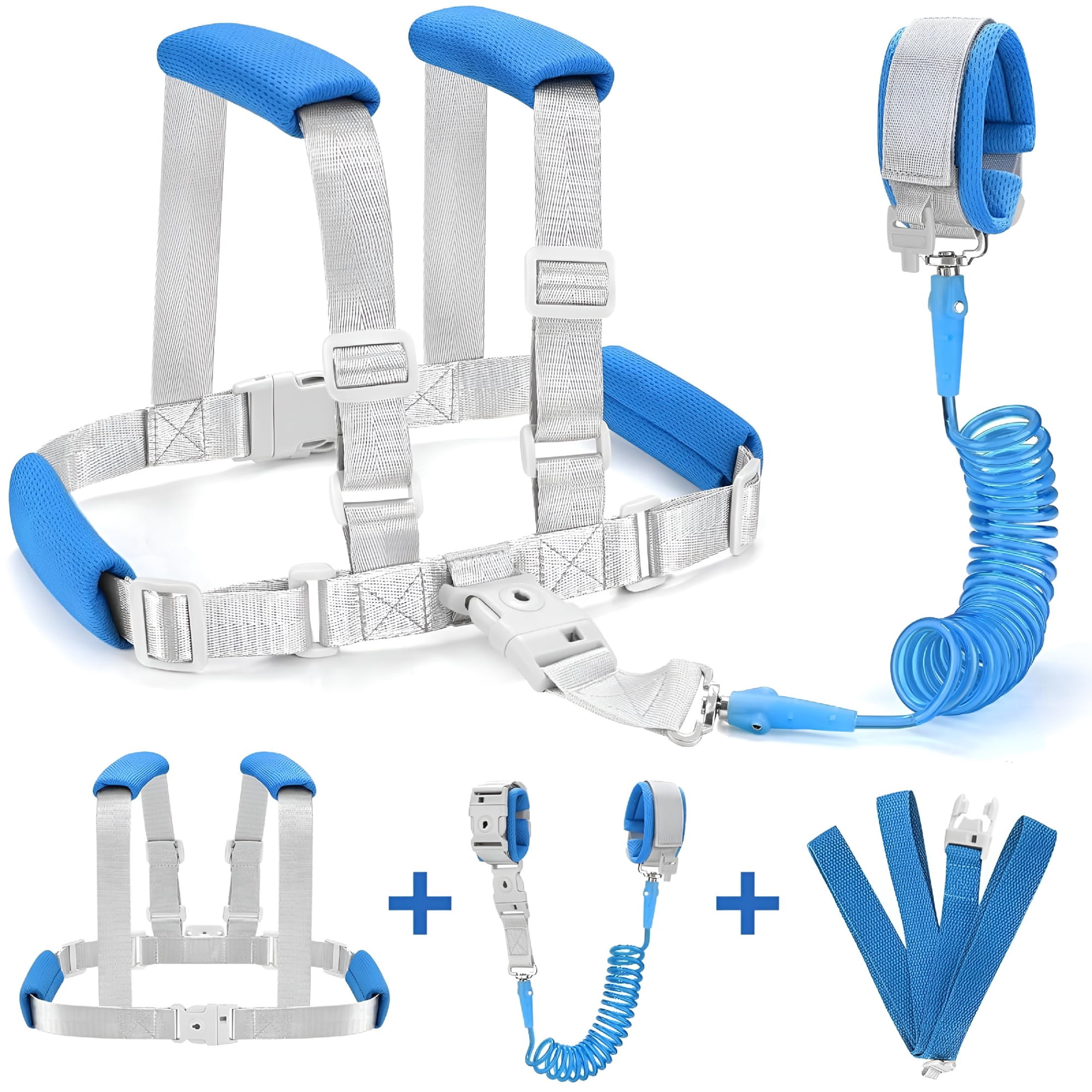 XIBUFE 2026 New 3 In1 Toddler Harness Leash,Soft Kid Harness with Anti Lost Wrist Link,Baby Leash,Leash for Toddlers,Child Walking Harness Kids Leash Wristband Rope Belt with Lock for Baby Boys