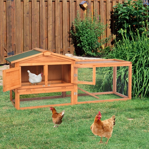 uhomepro 61 wooden chicken coop rabbit hutch 2 story outdoor indoor rabbit cage kit with removable tray roof garden backyard bunny cage guinea