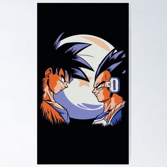 Goku And Vegeta - Goku & Vegeta Lunar Poster Wall Art, Modern Wall Decor For Living Room Bedroom, 8x12 UNFRAMED