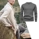 thumbnail image 2 of Suéter De Cuello Redondo De Punto Para Hombre, Suéter De Cuello Redondo Suave De Manga Larga Para Hombre Holgado Para El Invierno, 2 of 7