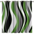 thumbnail image 3 of Green Grey and Black Blackout Curtains Retro Stripe Swirl Window Curtains Geometry Darkening Drapes Boys Girls Geometric Circle Swirl Window Treatments-52"W x 54"L (Pack of 2), 3 of 7