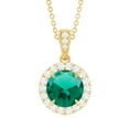thumbnail image 2 of Rosec Jewels Lab Grown Emerald Pendant Necklace with Moissanite Halo (8 mm Emerald, AAAA Grade), 10K Yellow Gold, 2 of 7