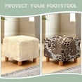 thumbnail image 5 of Jiueut Brown Cow Leopard Print Ottoman Cover, Square Ottoman Cover Footrest Sofa Slipcovers Stool Covers Soft Footstool Covers Slipcovers Stretch Furniture Protector with Anti-Slip Band, 5 of 7