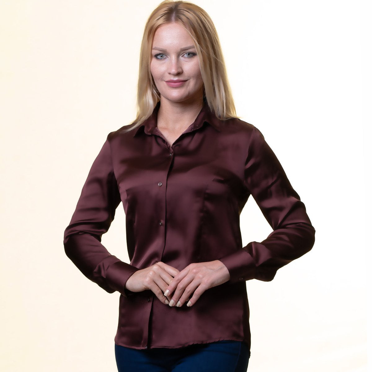 V Neck Long Sleeve Blouse Roll 