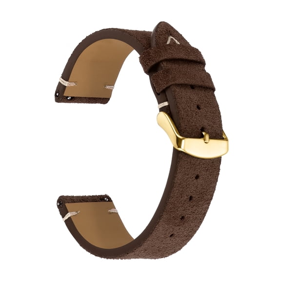 Uxcell Suede Leather Watch Bands Quick Release Watchband 21mm Coffee Vintage Watch Strap, Stainless Steel Buckle 75mm 125mm Length Waterproof Calf Leather, for Daily Business Casual Men Women