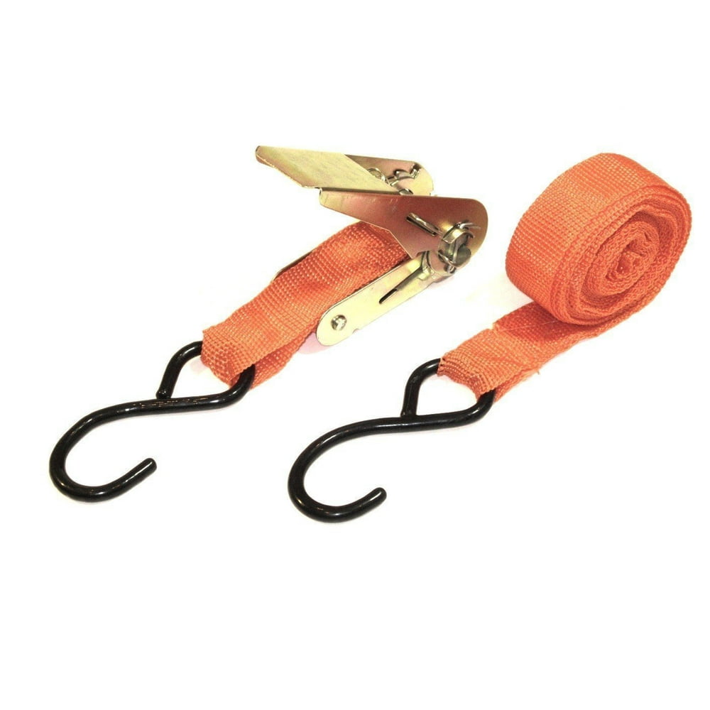 Set of 2 1" x 10' Ratchet Tie Down Straps Ratcheting Tow Strap ATV