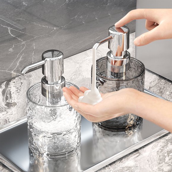 Bowayaoa Distributeur de Savon Moussant, Bouteille Pompe de Distributeur de Savon pour les Mains Rechargeable pour Salle de Bain Ou Cuisine, Distributeur de Savon Moussant en Plastique Transparent, Distributeur de Savon Liquide pour Savon pour les Mains Gel Douche