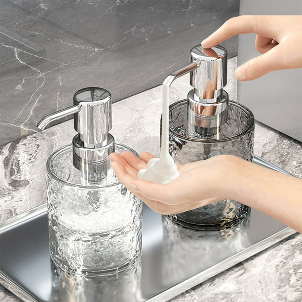 Fiudx Dispensador de Jabón Espumoso, Bomba Rellenable para Jabón de Manos, Diseño de Botella Transparente, para Cocina y Baño, Jabón Líquido, Loción, Gel de Ducha, Tamaño 5.7X2.95X2.95 Pulgadas, Opci
