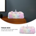 thumbnail image 5 of 1 unid rectángulo caja de pañuelos de peluche de unicornio lindo soporte de papel suave contenedor de pañuelos para restaurante de hotel en casa, 5 of 5